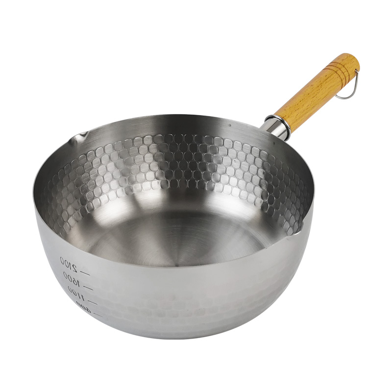 Japanese Style Stainless Steel Yukihira Saucepan-304 Stainless Steel Food-Grade Non-Stick Soup Milk Pot With Wooden Handle Household Cooking Cookware Snow Pan