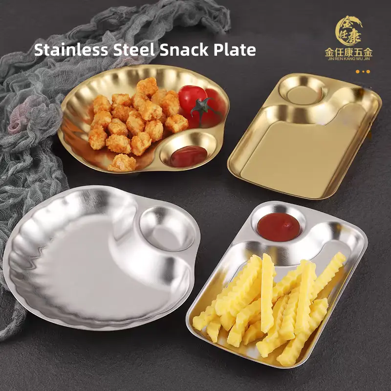 Stainless Steel Multi Grid Snack Plate